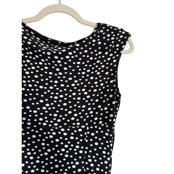 Evan Picone Faux Wrap Black and White Polka Dot Dess Size 8 - Picture 4 of 5